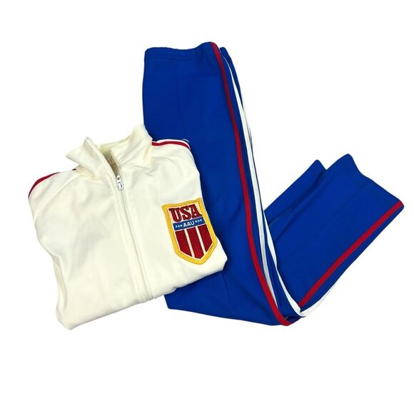 Vintage Broderick Adult Olympic USA Jumpsuit Outfit Set Size XS/S 70s 80s AAU - Picture 1 of 16